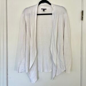 Eileen Fisher Organic Linen Open Front Cardigan Sweater White Size‎ Small P